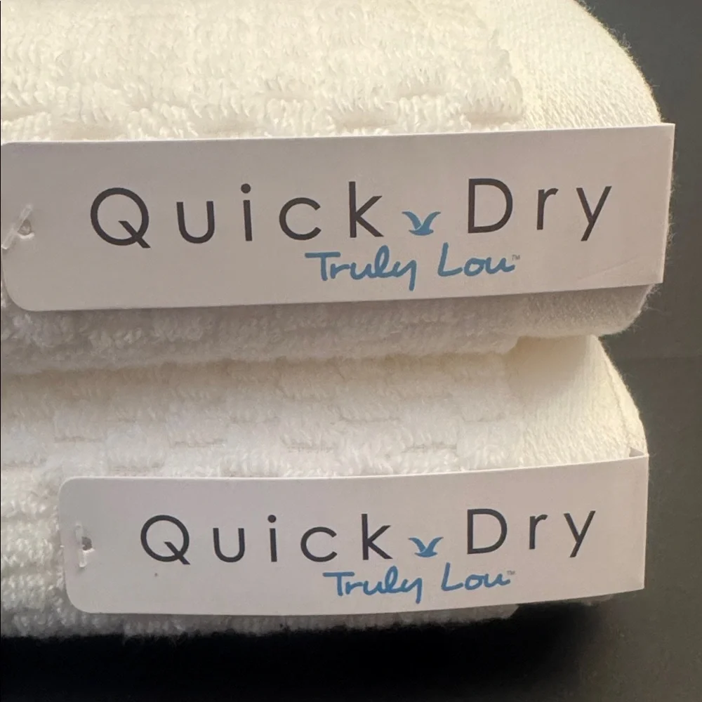 8pc TRULY LOU Quick Dry 100% Cotton Quick Dry Bath Towel Set - White
